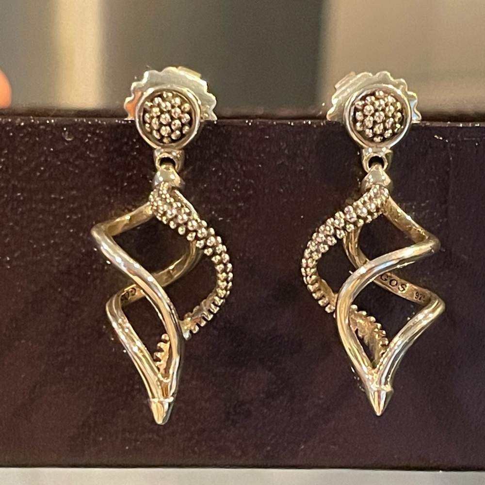 Lagos Caviar Unlaced drop earrings in sterling silver
